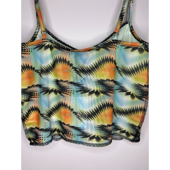 FOREVER 21 NEW Sheer Knit Top Cami Womens M Multicolor Cropped Spaghetti Strap - Picture 3 of 7